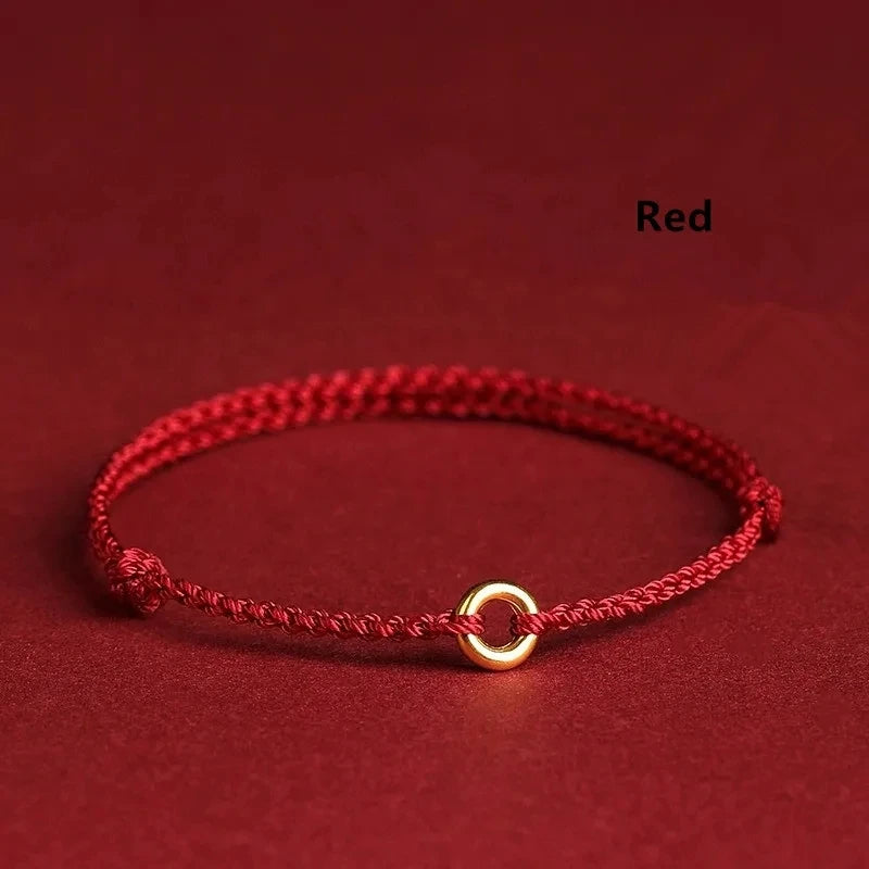 Pulseira Lucky Bead de Cobre trançado à mão, corda vermelha, fivela simples, original étnico, acessório feminino, casal