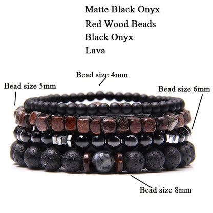 Conjunto de pulseras de cuentas y cuero