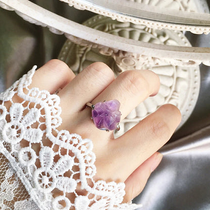 Anillo con drusa de amatista