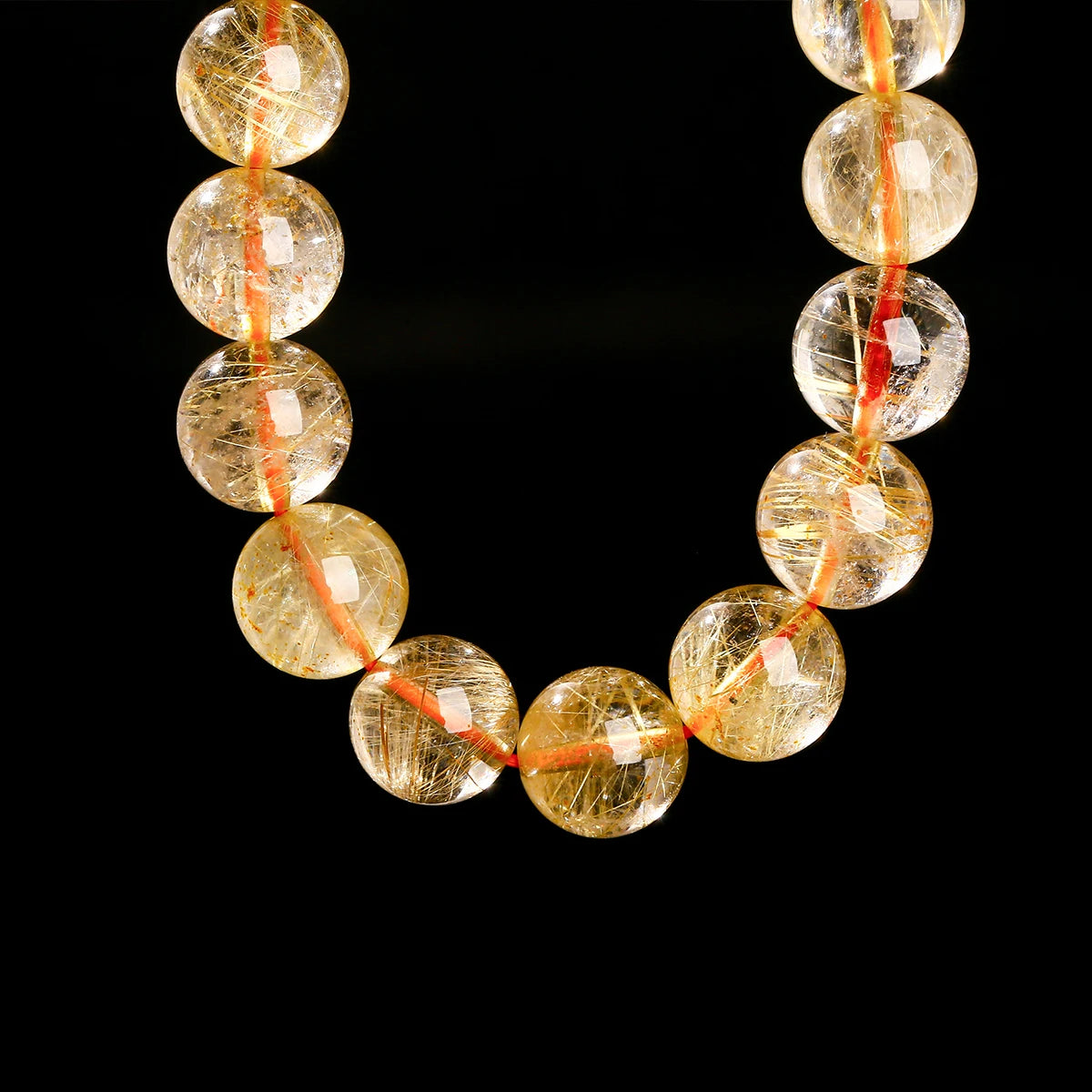 Jd 4a qualidade gelo natural dourado rutilado quartzo riqueza sorte grânulo pulseiras mulheres homens energia cura estiramento mão jóias presente
