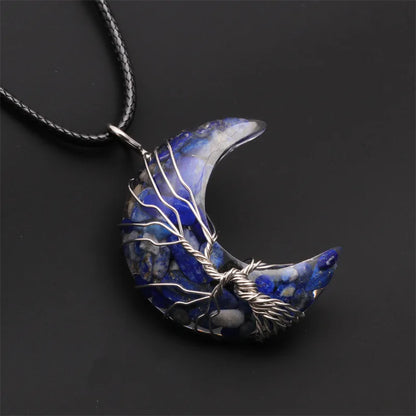 Colgante luna Árbol de la Vida de cristal