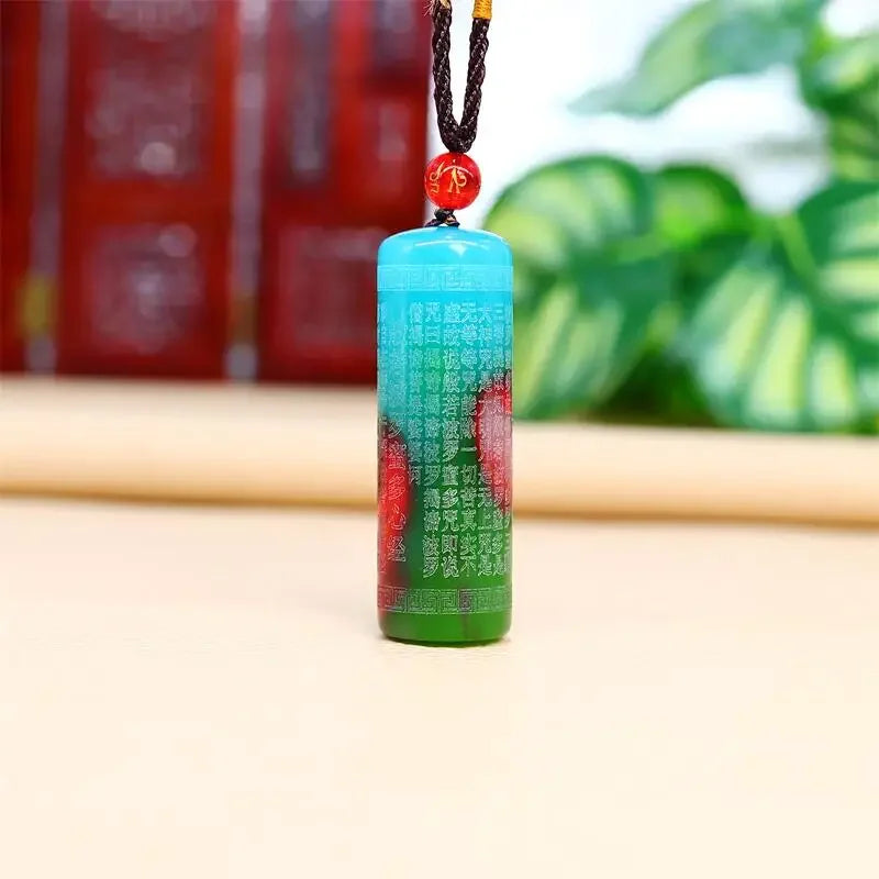 Jade coração sutra pingente esculpido moda amuleto budismo presentes femininos jadeite jóias natural pedra preciosa charme colar chinês