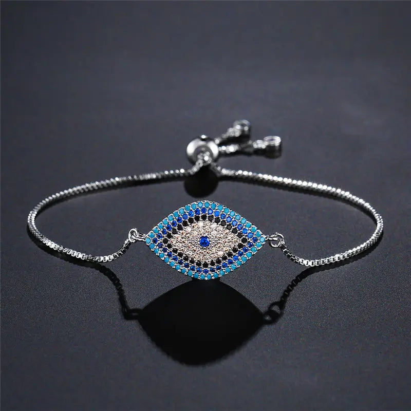 Mafisar 2026 Pulseira Olho Grego Turca Dourada da Moda Ajustável com Zircônias AAA Cravejadas Joia Feminina para Festas e Presentes