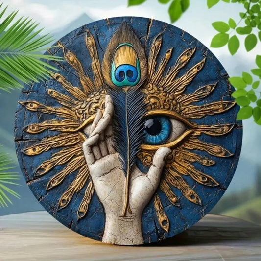 Cuadro Mirada Azul: Impresión Circular. Impresión decorativa plana con efecto visual de profundidad.