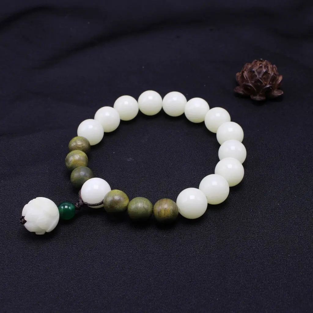 Natural Branco Bodhi Raiz Pulseira de Contas para Mulheres, Lotus Mala, Oração de Cura, Jóias, Design Original, 108