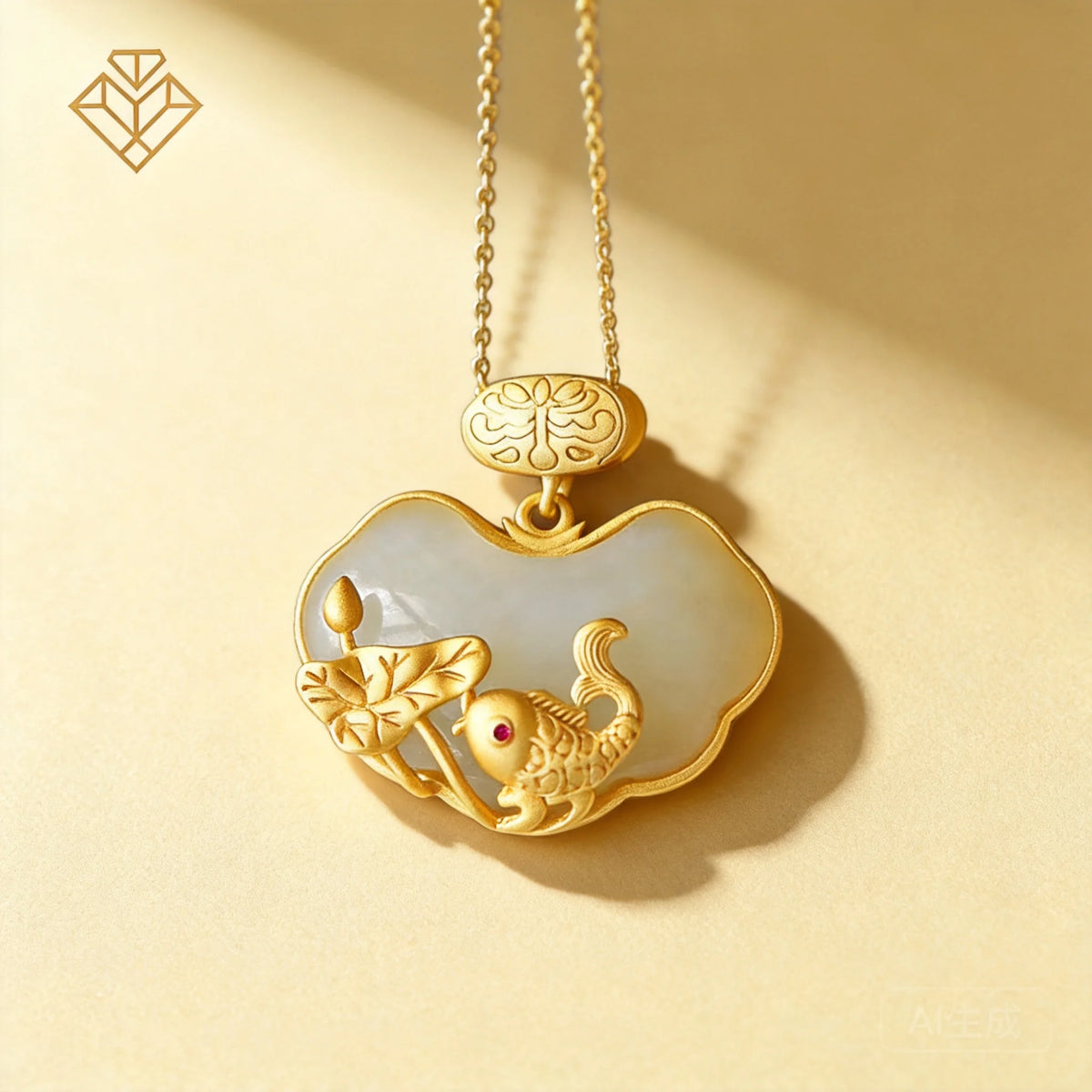 Pingente de Jade Hetian com Peixe Koi da Sorte Chinês, Colar Retro em Prata Esterlina S925 para Mulheres, Boa Sorte, Riqueza, Bênção e Fortuna