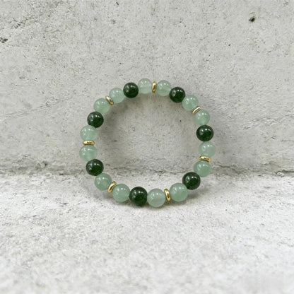 Pulseira da Sorte, Feita à Mão, Com Contas de Aventurina Verde Natural e Pedra da Lua, Simboliza Boa Sorte e Prosperidade, Criatividade