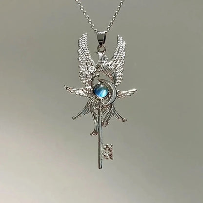 Collar Mensajero Azul: Alas de Ángel. Diseño y acabado de la pieza mostrada.