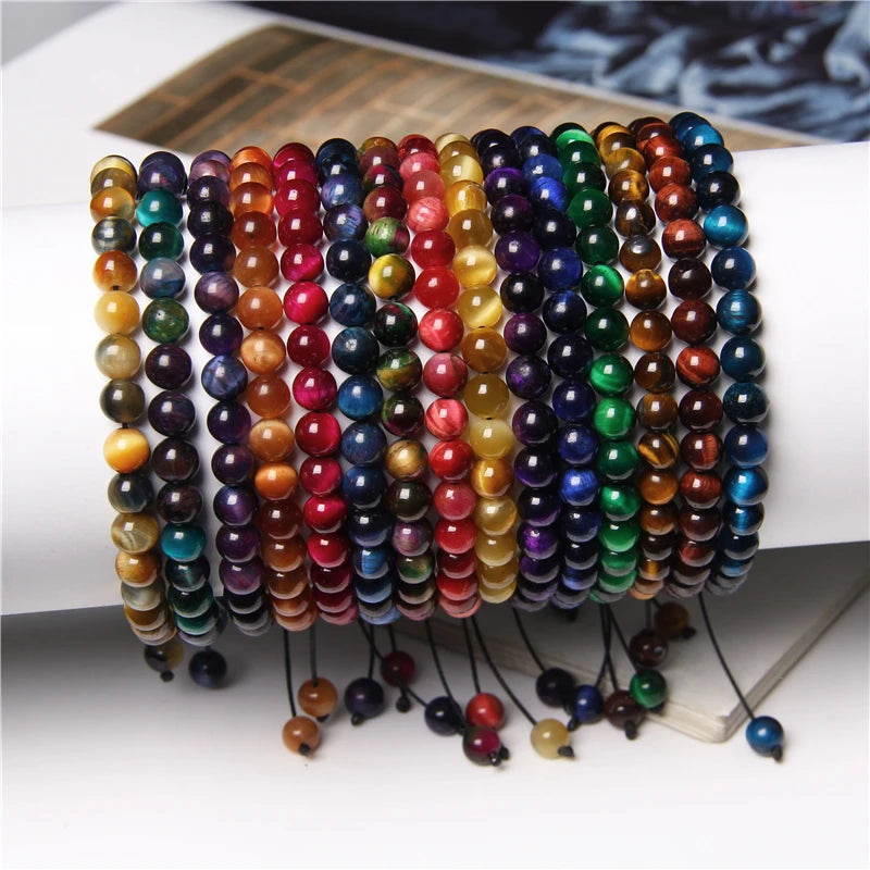 Pulsera trenzada de ojo de tigre azul