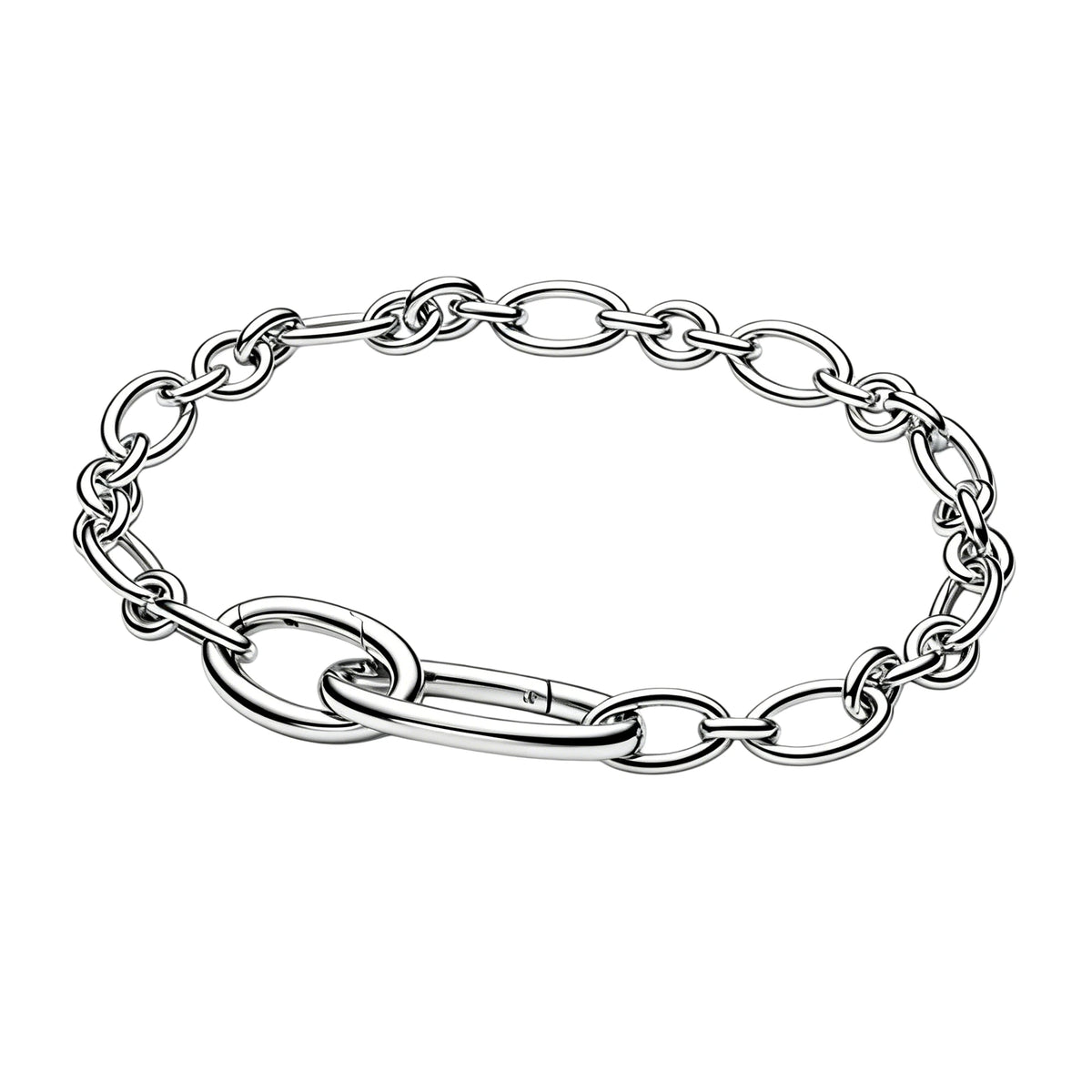 Pulseira de corrente elíptica aberta, trançada, com design de arco-íris, em prata esterlina 925, para mulheres, ideal para festas e casamentos, joia fina.