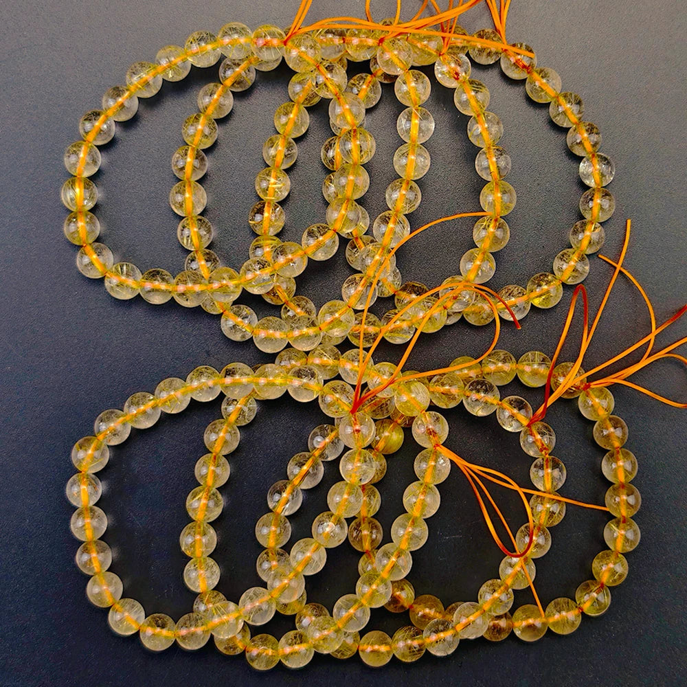 Natural dourado rutilado quartzo cristal pulseira fio contas pulseiras a pedra da riqueza jóias contas pulseiras decoração