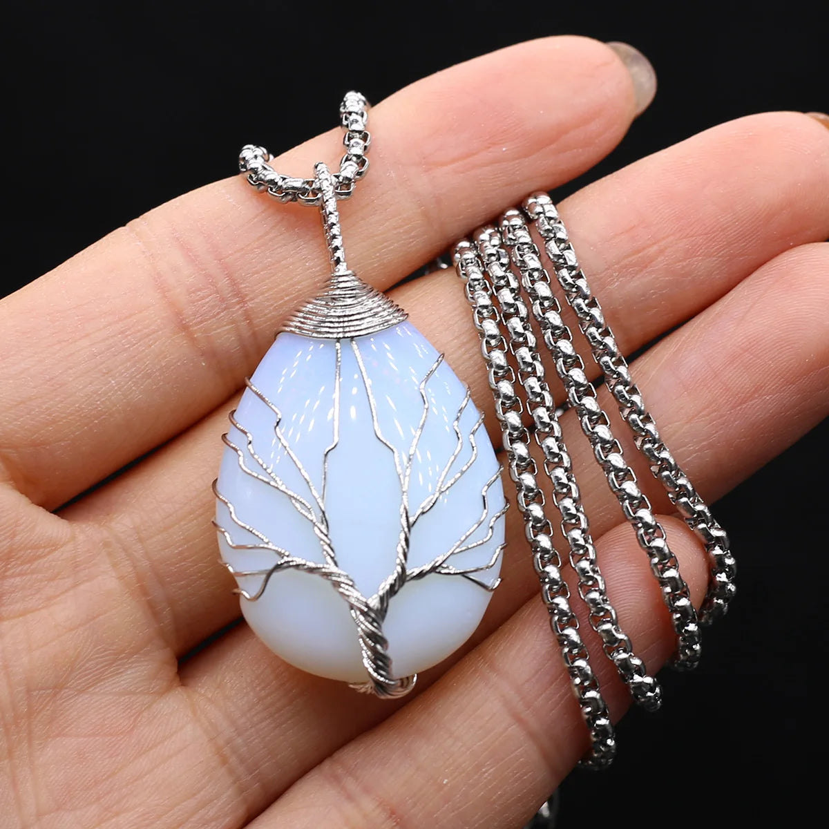 Collar Árbol de la Vida de piedra en gota