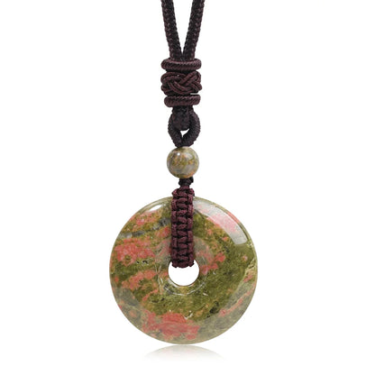 Pedra natural ametista olho de tigre colar pingente moda masculina e feminina colar paz nó chinês colar presente
