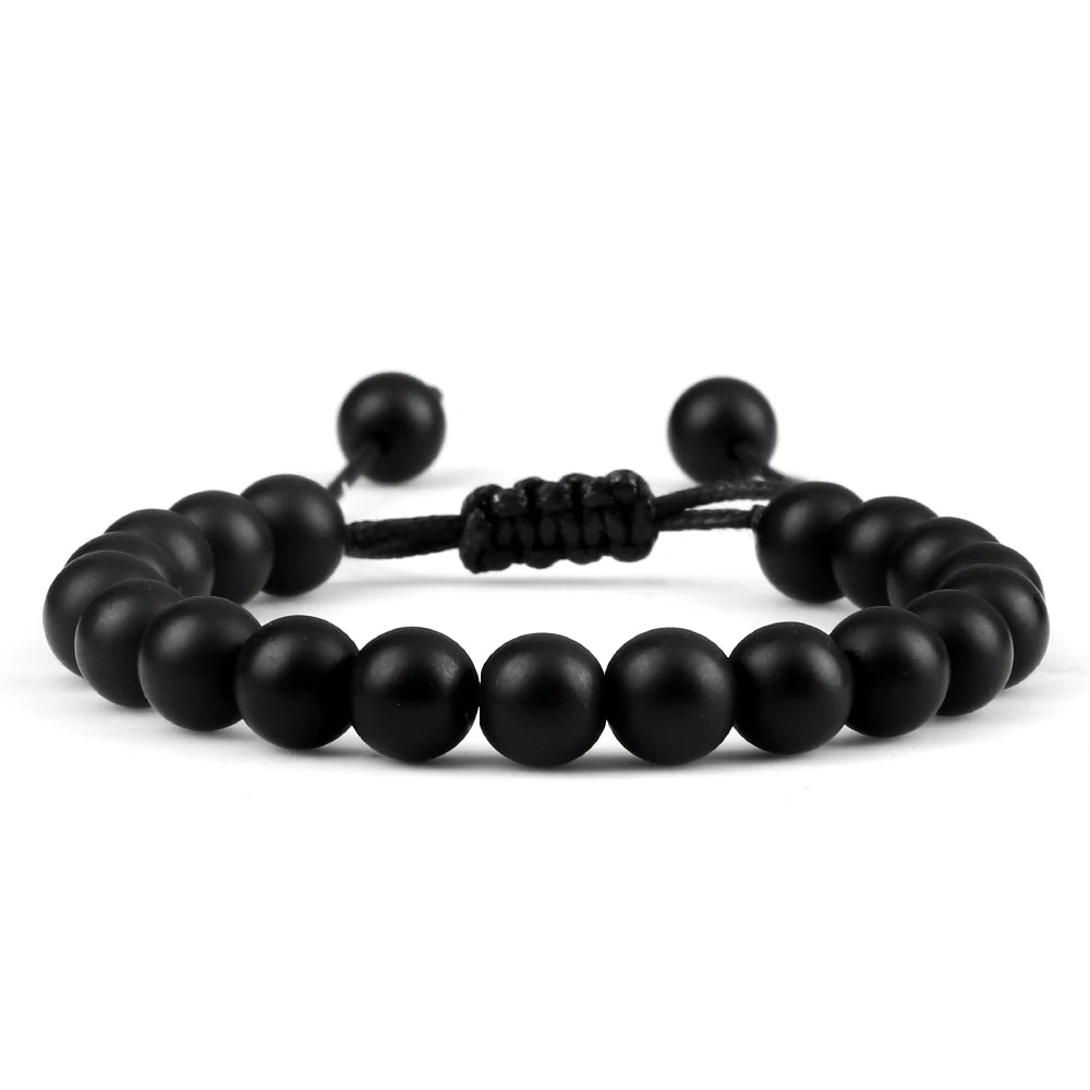 Clássico Black Volcanic Lava Stone Beads Pulseiras para homens, Natural Onyx Tiger Eye Pulseiras, Yoga Meditação Jóias, 6mm, 8mm