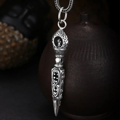 Bocai s925 prata esterlina encantos pingente para homens mulheres estilo chinês retro demônio-subduing vajra amuleto jóias atacado