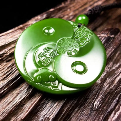 Natural Verde Jade Taiji Bagua Colar Pingente, Entalhado Charme, Jadeite Jóias, Amuleto, Presentes de Moda para Homens e Mulheres