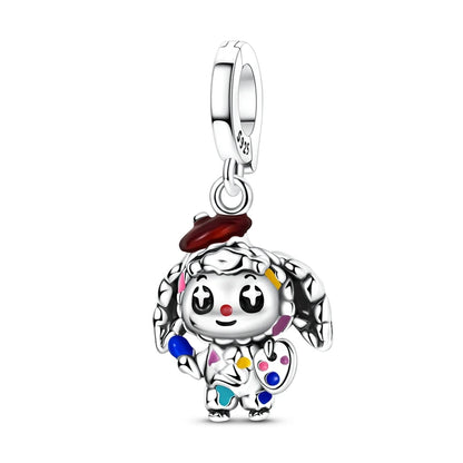 Original 925 prata esterlina encantos grânulo china ano novo vermelho encantos nova boneca pingente fecho aberto caber multi estilo pulseira original