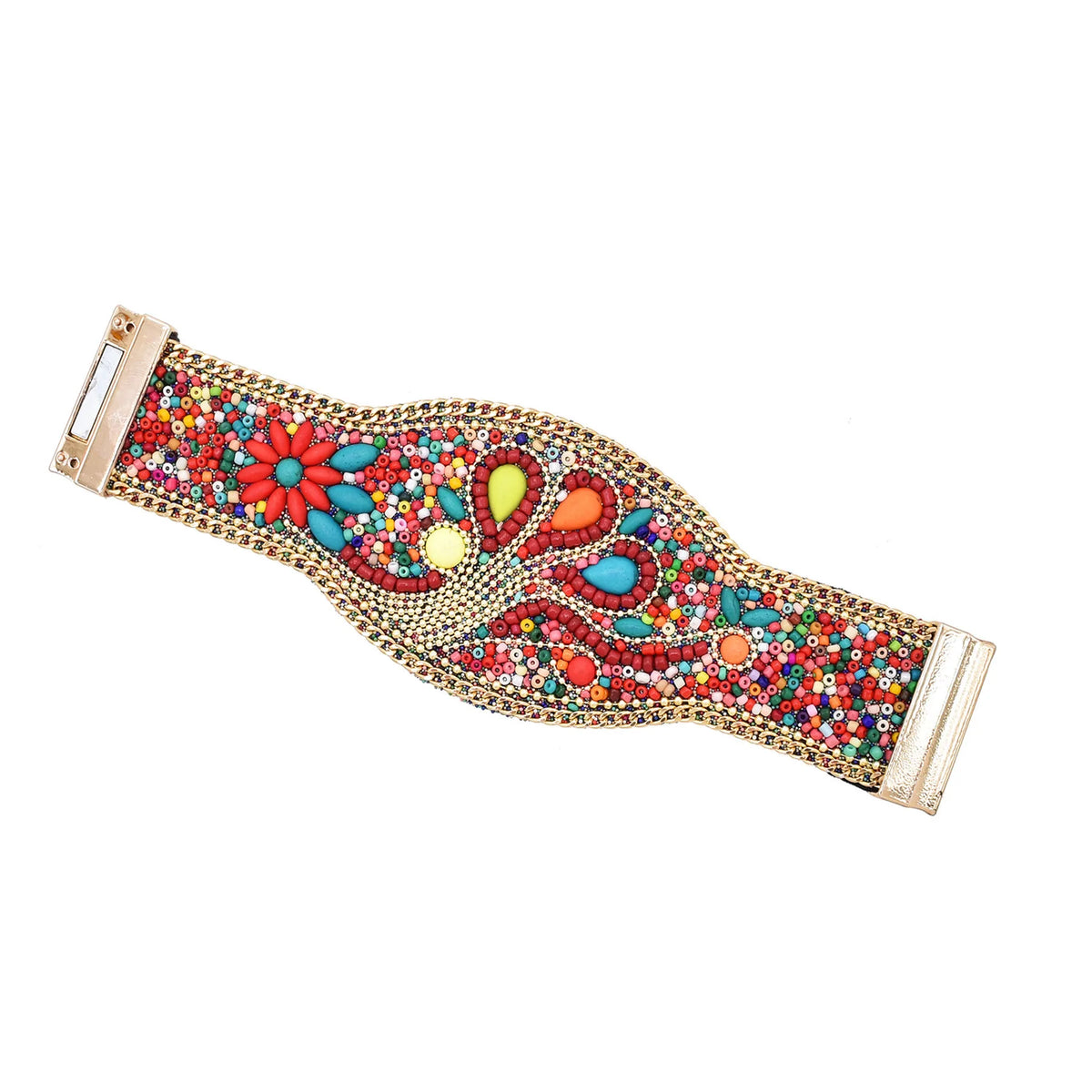 Pulsera bohemia ancha con ojo turco