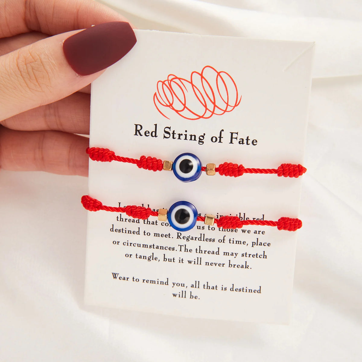 Feito à mão trançado sorte 7 nós pulseiras de corda vermelha para mulheres homens turco azul mau olhado pulseira amizade casal jóias presentes