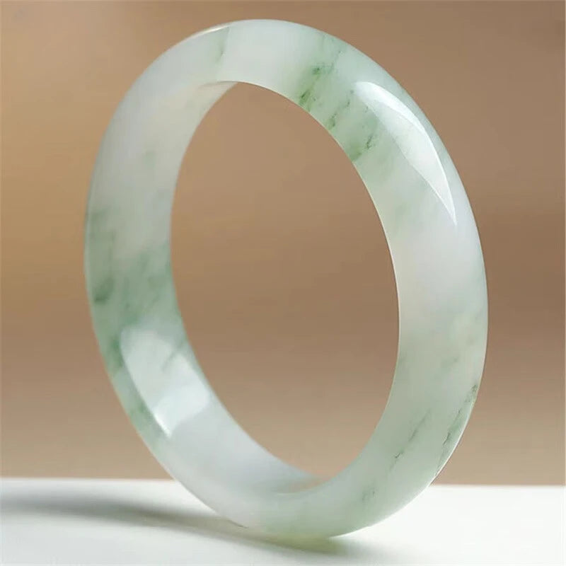 Gelo Transparente Tianshan Jade Pulseira, Pulseira Flor Faixa Larga para Namorada