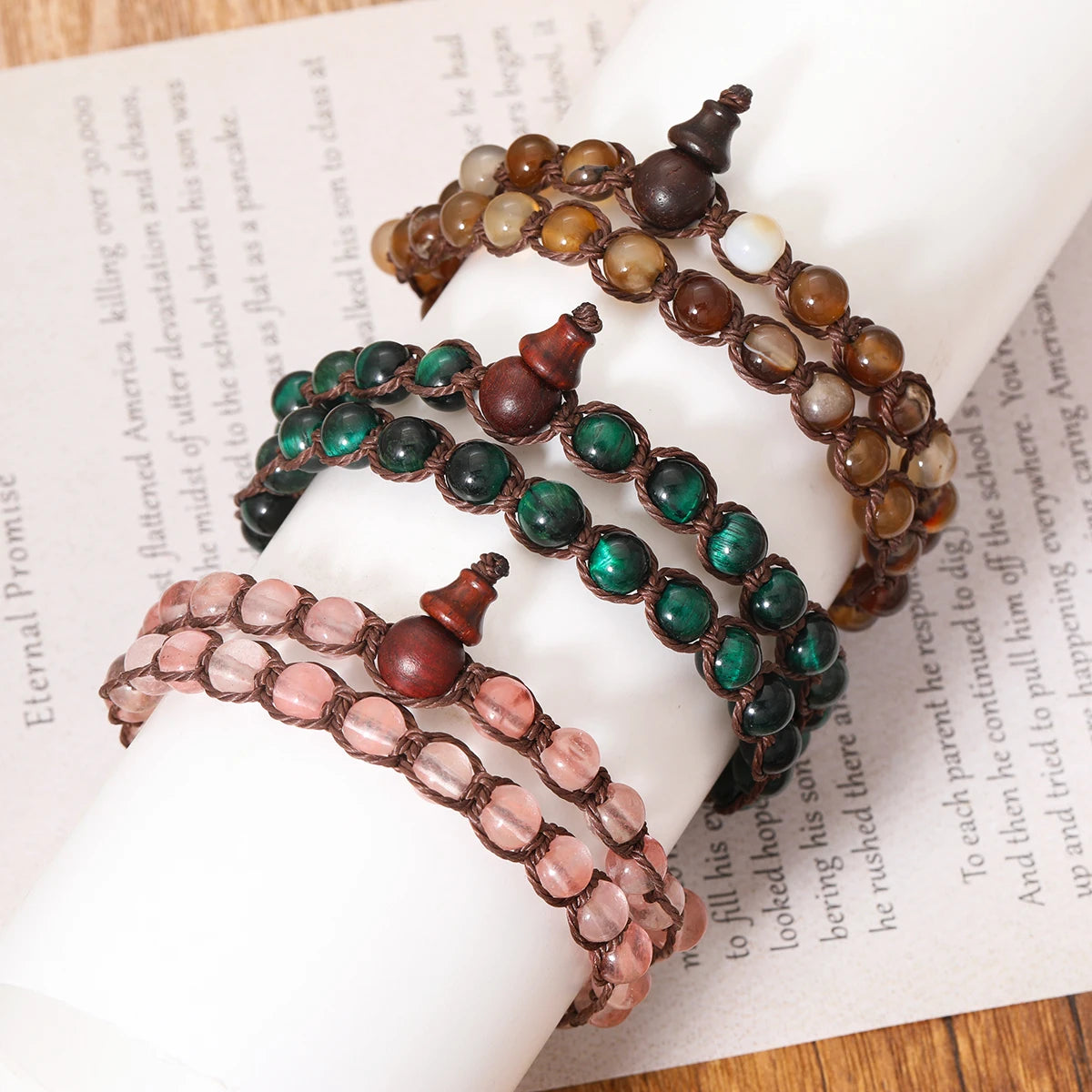 Pulsera Trama Mineral · Cuentas de 6 mm