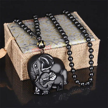 Collar de elefante de obsidiana