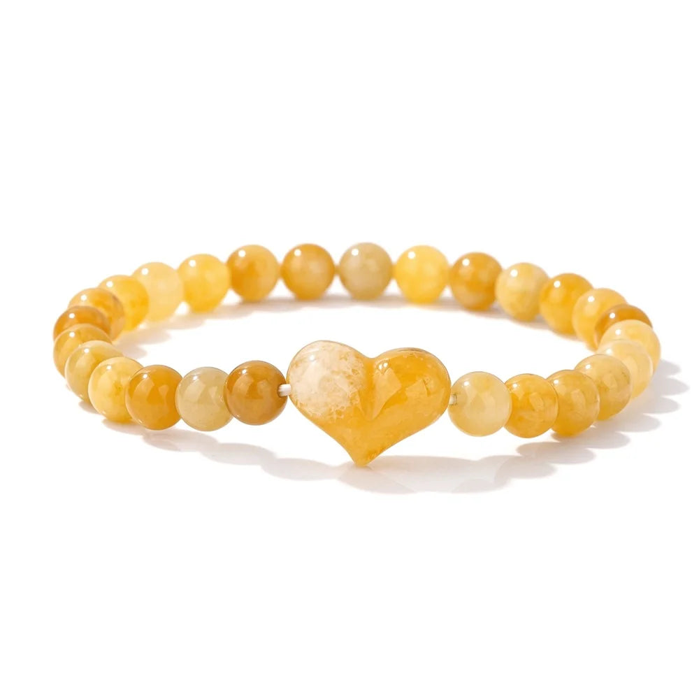 Pulseira de Contas de Ametista Natural de 6mm com Contas de Quartzo Rosa em Formato de Coração, Pulseira da Moda para Mulheres, Joia de Energia Curativa, Presente