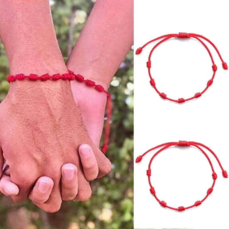 2-12 pçs artesanal mau olhado pulseira de corda vermelha para amante proteção amuleto da sorte e amizade trança corda pulseira jóias presente
