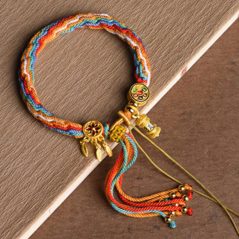 Pulsera Rueda de Oración · Cordón Multicolor