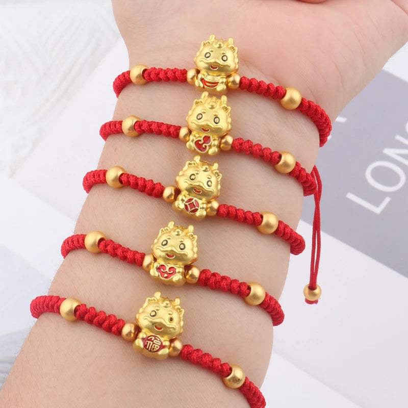 Pulsera Carmesí · Cuentas y Colgante