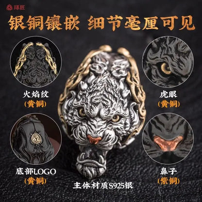 Tigre rugido três pinos prata jóias acessórios pequeno vajra bodhi dian barriga dian grânulo pulseiras com contas