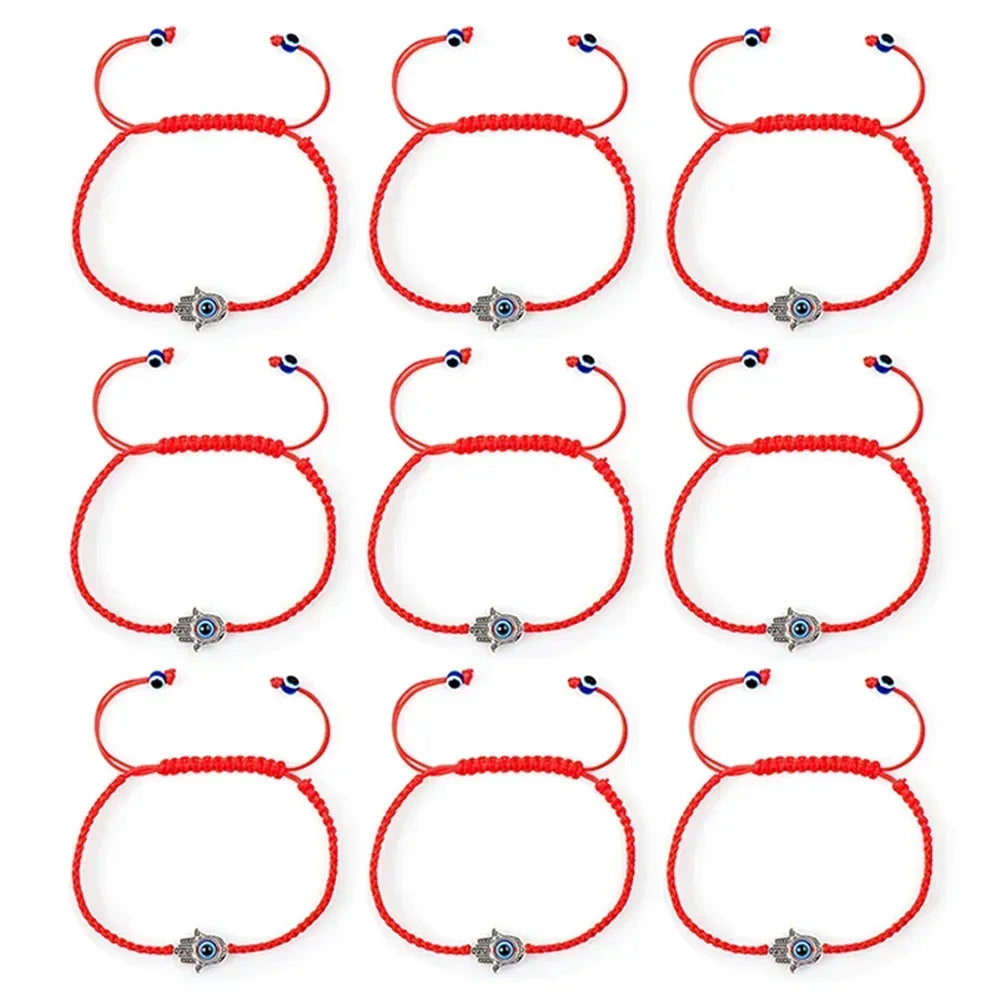 2/12 pçs artesanal turco sorte mau olhado pulseiras para mulheres homens olhos azuis trançado corda vermelha sorte pulseira amizade jóias