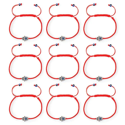 2/12 pçs artesanal turco sorte mau olhado pulseiras para mulheres homens olhos azuis trançado corda vermelha sorte pulseira amizade jóias