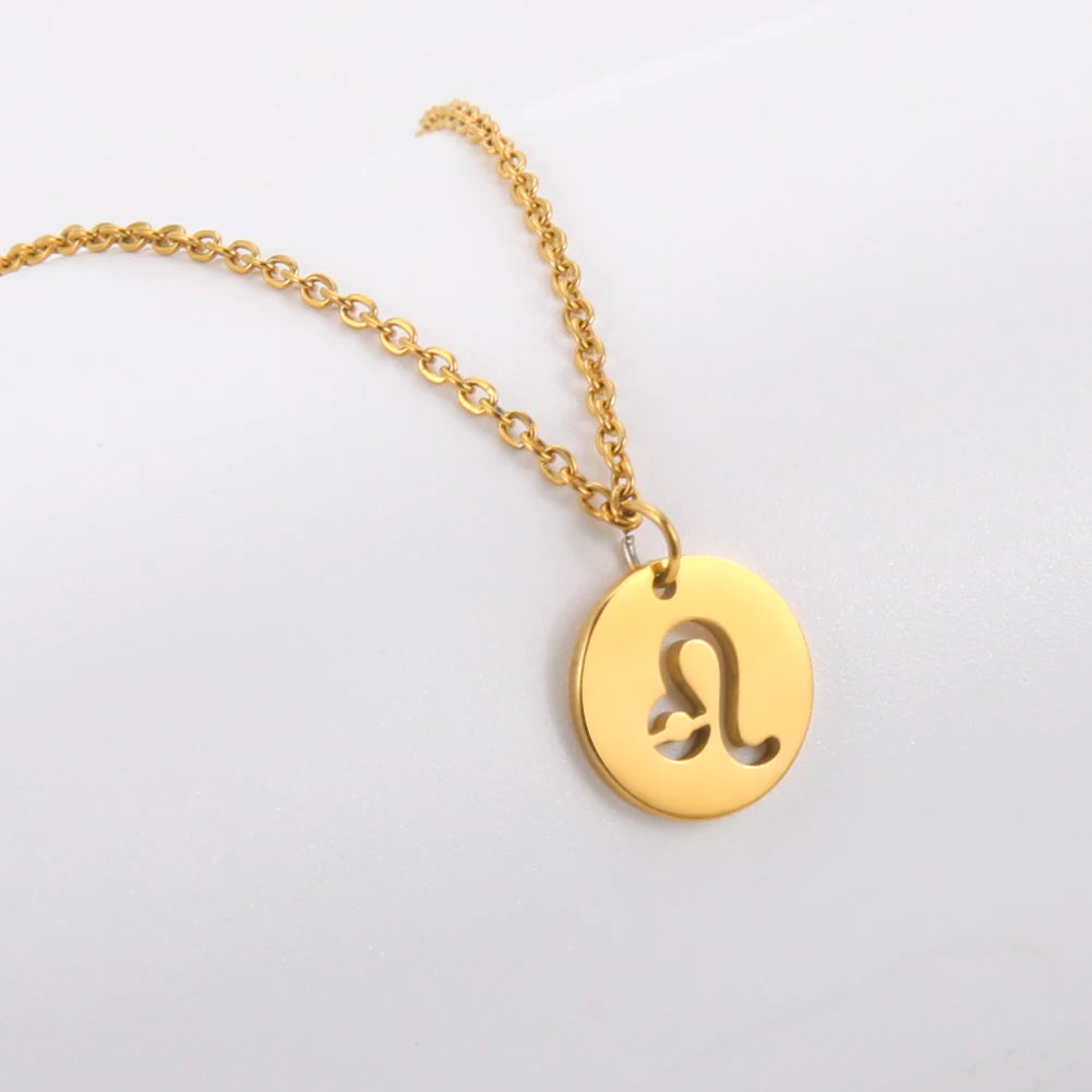 Aço inoxidável estrela signo do zodíaco colares 12 constelação gargantilha pingentes áries libra leo collier presente de aniversário
