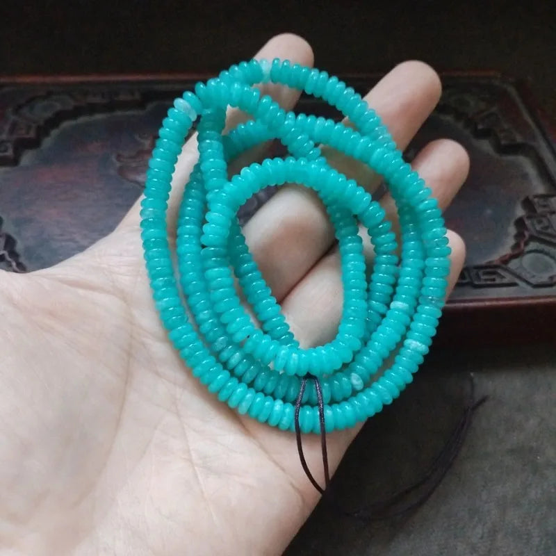 Colar Mala de 108 Contas Redondas Azul Turquesa Brilhante, Contas de Oração Budista com Pedra Preciosa Ciano para Meditação