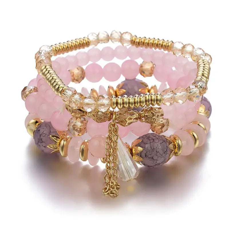 Set Mosaico · Cuatro Pulseras de Vidrio