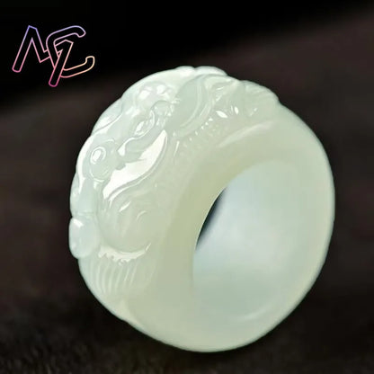 Anillo ancho Pixiu de jade