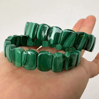 Genuíno a ++ natural verde malaquita contas pulseira para homens e mulheres presente do dia dos namorados atacado