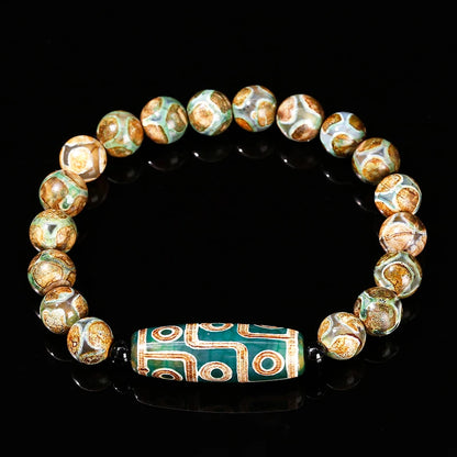 Jd natural verde nove olhos tibetano dzi ágata barril contas pulseira feminino masculino retro cura buda oração charme yoga jóias presente