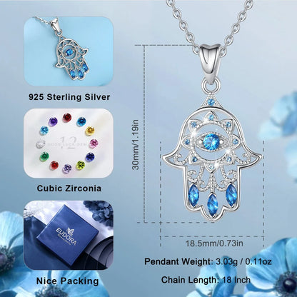 Colgante Hamsa con cristal azul