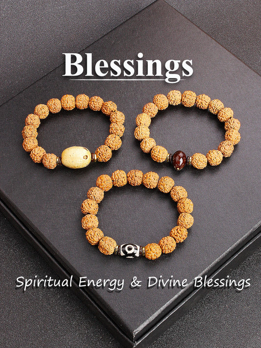 12m vajra bodhi rudraksha ágata olho dzi grânulo pulseira natural para proteção coragem energia espiritual & bênçãos divinos jóias