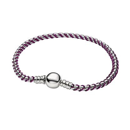 Pulseira de corrente elíptica aberta, trançada, com design de arco-íris, em prata esterlina 925, para mulheres, ideal para festas e casamentos, joia fina.