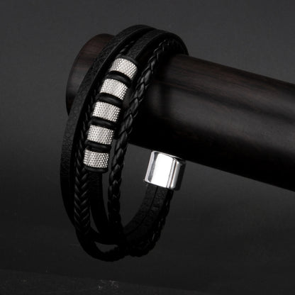 3 cores tecido couro homem pulseiras mão-tecido multi-camada pulseira para homem preto marrom corda masculino árvore pulseira punk liga de zinco
