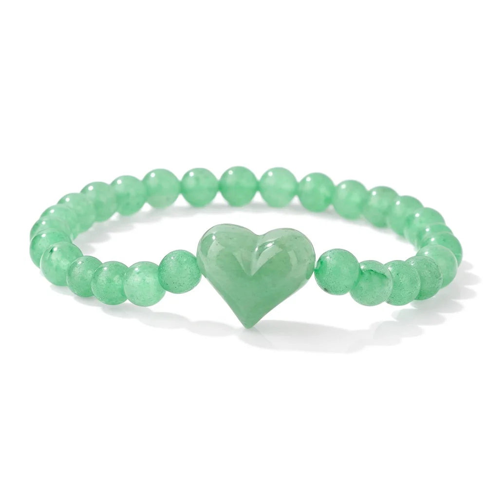 Pulseira de Contas de Ametista Natural de 6mm com Contas de Quartzo Rosa em Formato de Coração, Pulseira da Moda para Mulheres, Joia de Energia Curativa, Presente