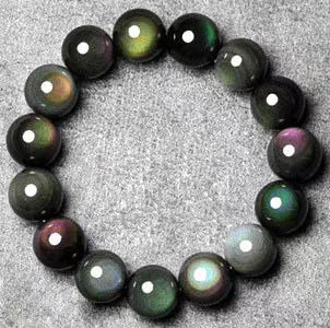 Pulseira Obsidiana Preta Natural para Homens e Mulheres, Pulseira Stretch Rainbow, Pedra Natural, Grânulo Retangular, Jóias Leve, 16mm, AAAAAA