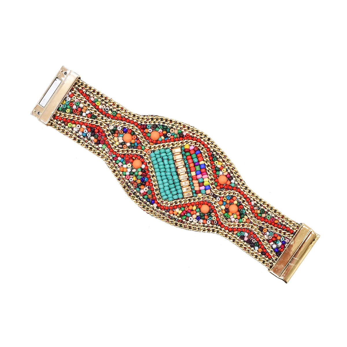 Pulsera bohemia ancha con ojo turco