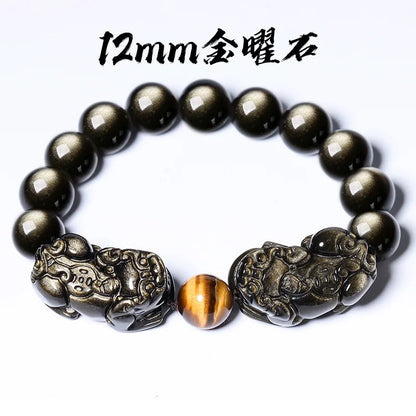 Pulsera de obsidiana con doble Pixiu