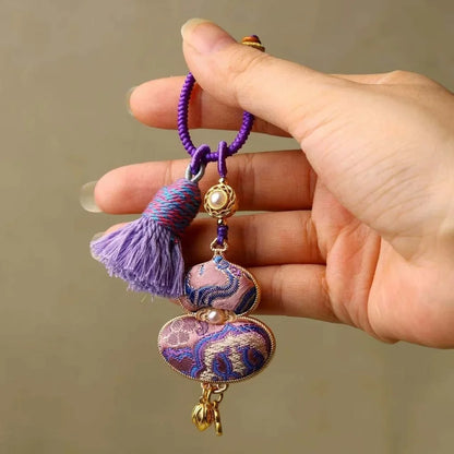 Pingente de cabaça brocado feito à mão bênção estilo chinês tecido borla saco pingente tradicional boa sorte pendurado ornamentos presentes