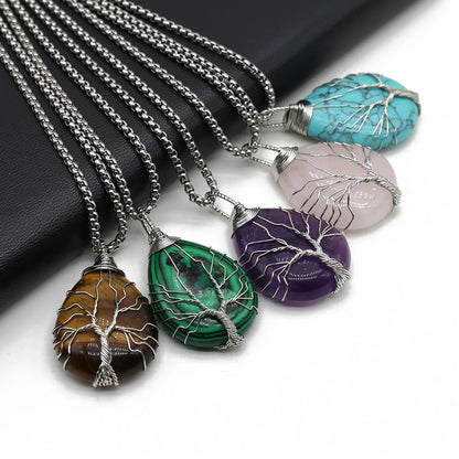 Collar Árbol de la Vida de piedra en gota