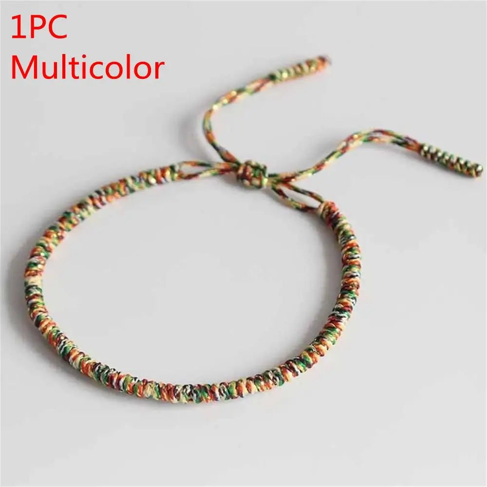1PC/3PCs Pulseira de Moda com Trama de Corda Vermelha Tibetana e Nós Budistas